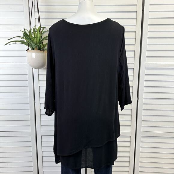 Niche Nilgun Derman XL Black Tissue Crepe Gauze‎ Layered Tunic Top Lagenlook - Picture 5 of 9